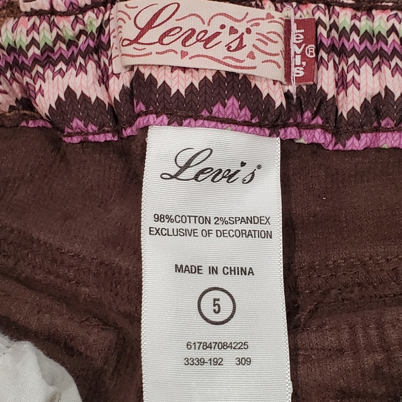 Levi's Flare Boot Cut Brown Corduroy Adjustable Waist Pants Size 5 Kids EUC - Picture 7 of 8